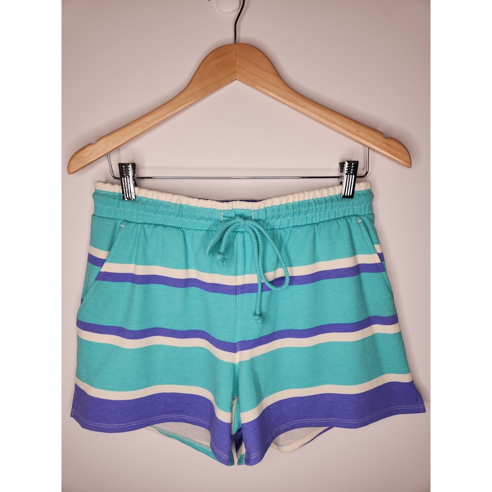 Wildfox Lounge Shorts Womens Small Blue Stripe Colorblock Drawstring